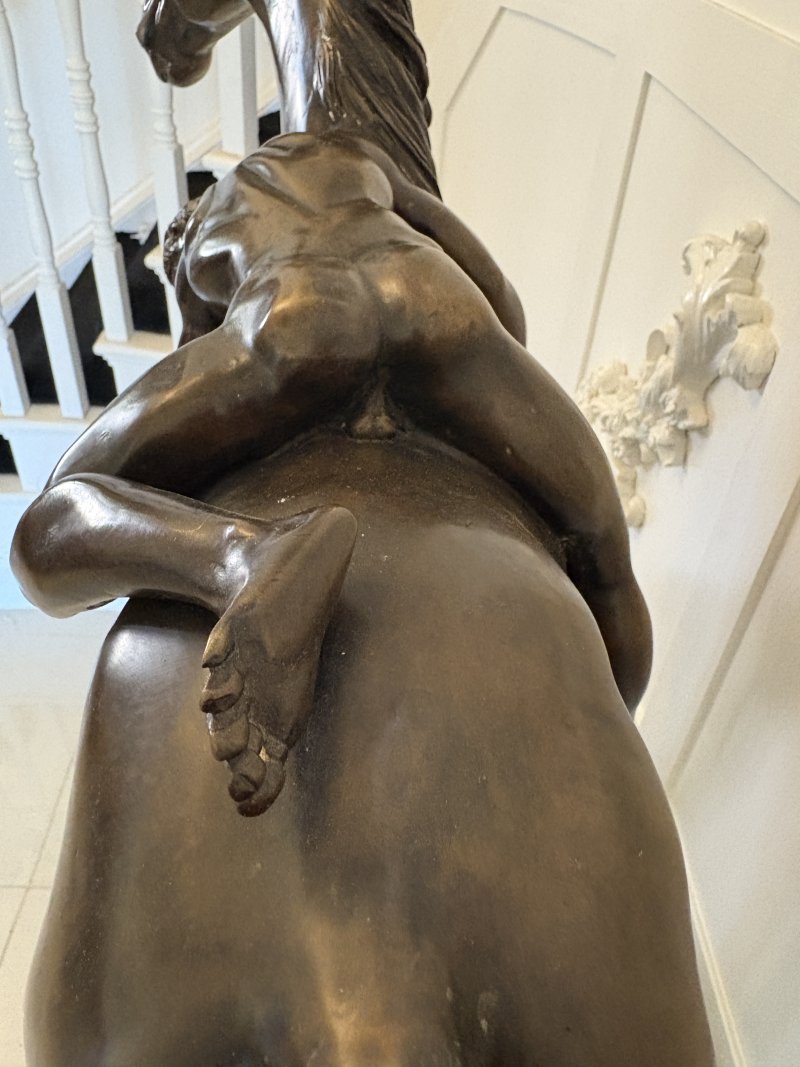 Large Antique Bronze Study of a Nude Male on Horseback - Image 14